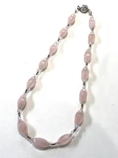 s1189 天然石 ローズクォーツ ネックレス SILVER刻印 アクセサリー