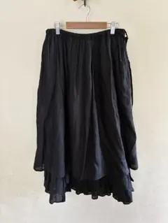 新品 LE GLAZIK | ウォッシュドリネン エラスティックフレアスカート