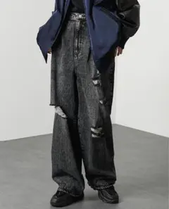 Alfred Alex ケミカル ヴィンテージ ワイド デニム パンツ