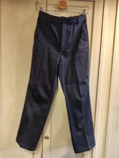 《ウタオ》サテン裏起毛フレアーパンツ　ネイビー　L