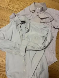 メンズ 長袖ワイシャツ ストライプ 2枚セット