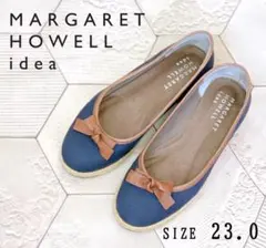 マーガレットハウエル 麻×レザー フラットシューズ/エスパドリーユ 23.0