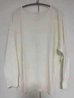 綿混 GLOBAL WORK Vネックニット Mサイズ ホワイト