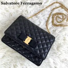 美品ꕥサルヴァトーレフェラガモ ショルダー ヴァラリボン チェーン キルティング