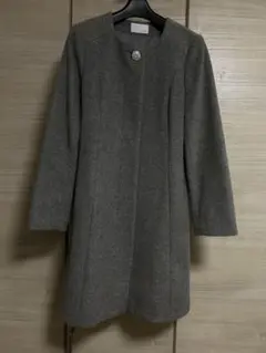 index ノーカラー　コート　グレー