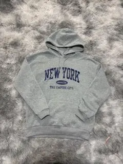 NEW YORK プリント プルオーバー パーカー グレー