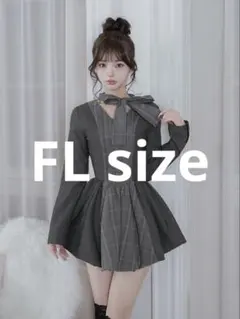 darich チェックストライプバルーンミニワンピース