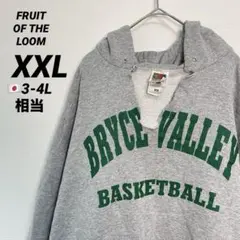 フルーツオブザルーム パーカー フード XXL グレー カレッジ カットネック