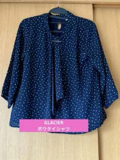 ボウタイドットブラウス　ハニーズ　紺色　水玉シャツ　Honeys GLACIER