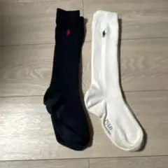 ポロラルフローレンハイソックス 白　黒22〜24cm 2足セット