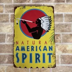 訳あり品　american spiritブリキ看板 アメリカン雑貨 世田谷ベース