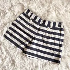 【美品】BEAMS GOLF ボーダーショートパンツS マリン柄 リネン混ゴルフ