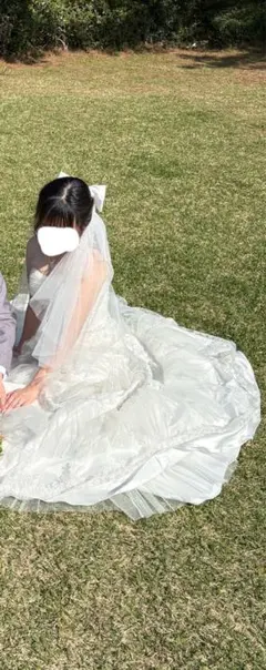 美品 ホワイトレースウェディングドレス 9〜11号