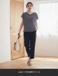 グローバルワーク❇︎ウツクシルエットDRYテーパードパンツ、BLACKのサムネイル