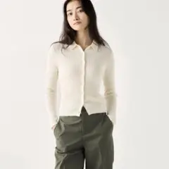 ユニクロ　メリノリブポロカーディガン