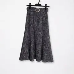 スプリング　ツイード　マーメイド　スカート　ベルト付き　XS ブラック