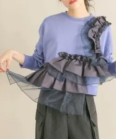 KBF kbf ケービーエフ　フリルドッキングスウェット パープル