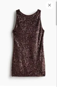 【極美品】スパンコール ミニワンピース バックオープン ブロンズ