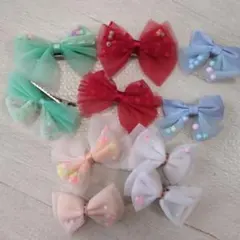 カラフルリボンヘアクリップ 10個セット