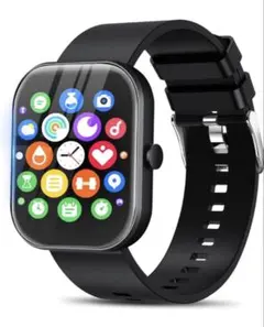大画面‼️ スマートウォッチ Bluetooth5.3 通話 超薄型 防水 黒