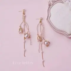 No.523B アンティークフラワーピアス 韓国 上品 高見え 量産型 秋冬