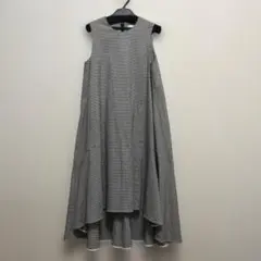 ノースリーブ千鳥格子柄ロングワンピース