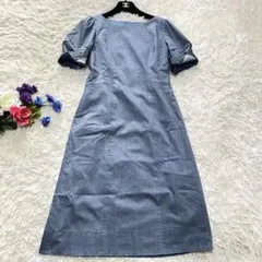 【美品】ブルーレーベルクレストブリッジ　ロングワンピース　半袖　袖口チェック