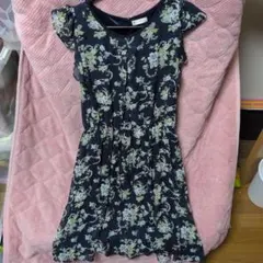 ★axes femme ネイビー 花柄 ノースリーブ ワンピース M