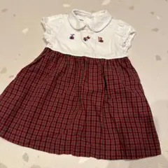 familiar ファミリア　現行品　80cm ワンピース　赤チェック柄