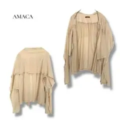 AMACA アマカ カーディガン M ベージュ ケープ風 ボレロのサムネイル