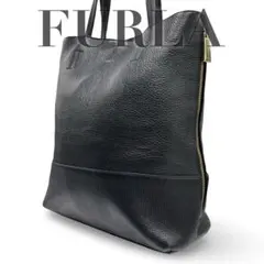 【良品】フルラ　FURLA トートバッグ　オールレザー　ブラック　肩掛け　大容量のサムネイル
