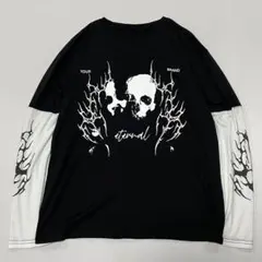 皇*】様 00s y2k スカル トライバル ロンT フェアリーグランジ 平成