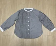 le colis グレー ストライプ 長袖ブラウス フリル付き　新品のサムネイル