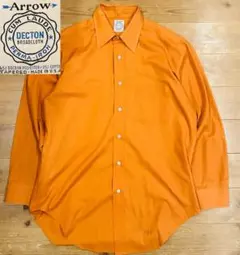 シャツ 古着 60s 70s Arrow 長袖 アロー 無地 オレンジ