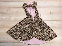 ディズニー ヒョウ柄 ミニー ポンチョ フード付きケープ ファンケープ