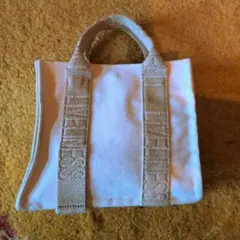 ZARAキャンバス ミニハンドバッグ ホワイト ベージュ