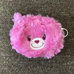 《未使用・美品》平成レトロ　ケアベアぬいぐるみフェイスポーチキーホルダー　ピンク