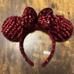 ディズニー スパンコールカチューシャ赤