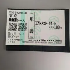 マスカレードボール　メイクデビュー〜ジャパンカップ　現地購入記念馬券　８枚セット 2025 ジャパンカップ マスカレードボール 現地購入応援馬券 - メルカリ