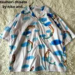 美品　ツモリチサト　ニコアンド　半袖　オープンカラー　シャツ　アロハ総柄　雲人魚