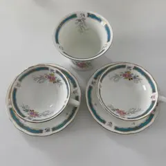 ハニーボーンチャイナ 花柄 ティーカップ&ソーサー フラワーベース セット