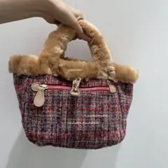 新品　未使用　amitie リバーシブル　ツィードバッグ