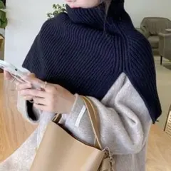 スヌード　ハイネック　ネックウォーマー　ポンチョ　ニット