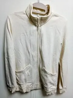 クリーム色 Lサイズ ジップアップフリースジャケット
