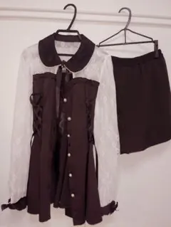 Secret Honey ビスチェ切替長袖セットアップ（ブラック）