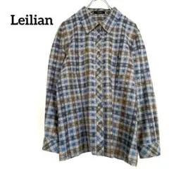 ☆Leilian☆M☆濃いグレーさくらんぼ柄シャツ☆綿100%☆着やすく素敵