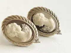 未使用 女性モチーフ ラインストーン 横顔シルエット 美しいイヤリング