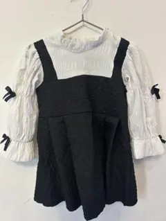 SHIEN 黒白コンビ ワンピース フリル袖
