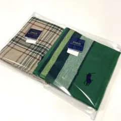 新品　ポロラルフローレン　タオルハンカチ　グリーン系　ギフト