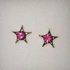 スター☆ピンク　スターリングシルバーピアス　シルバー925